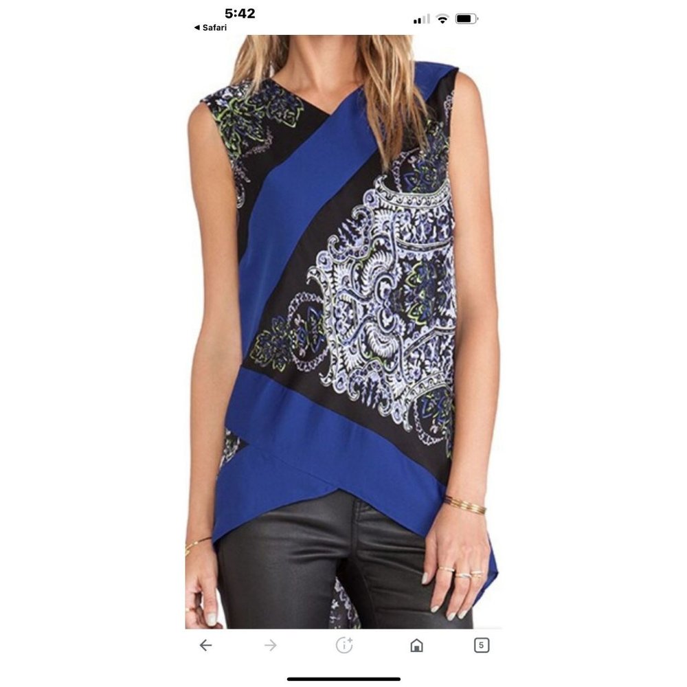BCBGMaxAzria Tunic Top M Medium Blue Sleeveless Lightweight